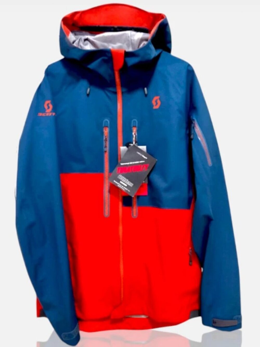 New SCOTT Explorair 3L Men Ski Jacket Hardshell Waterproof Blue Orange Size M